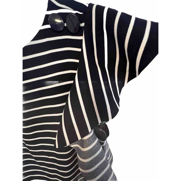 Banana Republic Dress Navy Stripe Flutter Sleeve Pockets Size 0 Summer Sailing - Picture 5 of 9